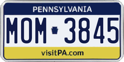 PA license plate MOM3845
