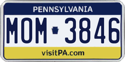 PA license plate MOM3846