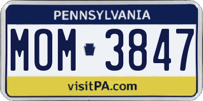PA license plate MOM3847