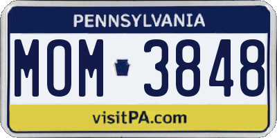 PA license plate MOM3848