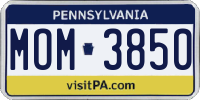 PA license plate MOM3850