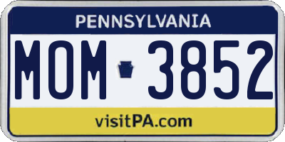 PA license plate MOM3852