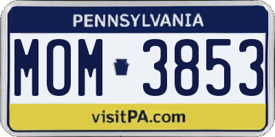 PA license plate MOM3853