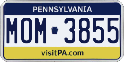PA license plate MOM3855