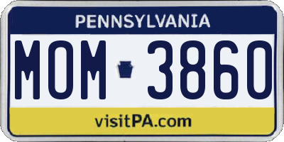 PA license plate MOM3860