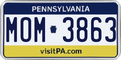 PA license plate MOM3863