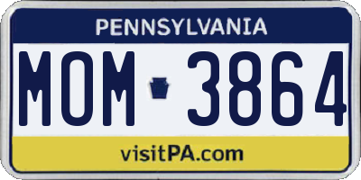 PA license plate MOM3864