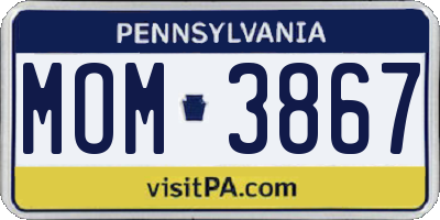 PA license plate MOM3867