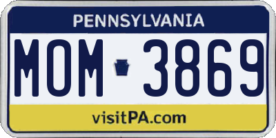 PA license plate MOM3869