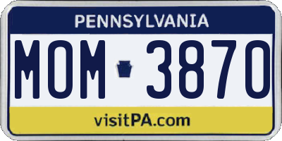 PA license plate MOM3870
