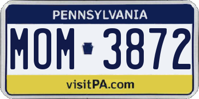 PA license plate MOM3872