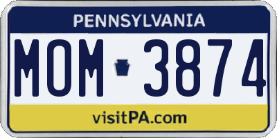 PA license plate MOM3874