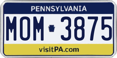 PA license plate MOM3875