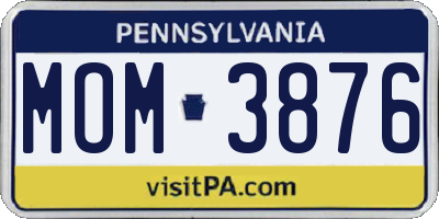 PA license plate MOM3876