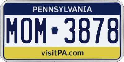 PA license plate MOM3878