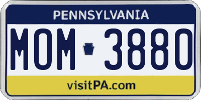 PA license plate MOM3880