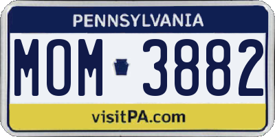 PA license plate MOM3882