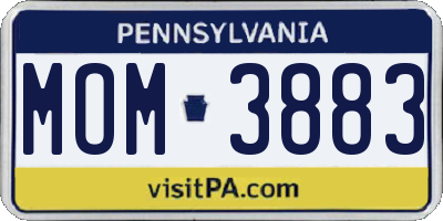 PA license plate MOM3883