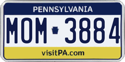PA license plate MOM3884