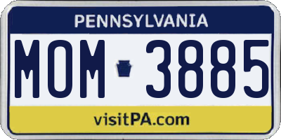 PA license plate MOM3885