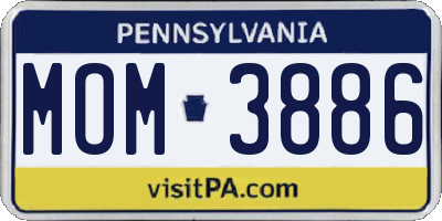 PA license plate MOM3886