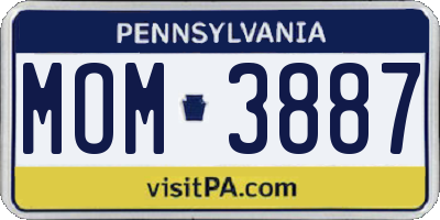PA license plate MOM3887