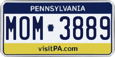 PA license plate MOM3889