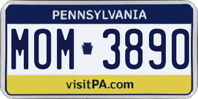 PA license plate MOM3890