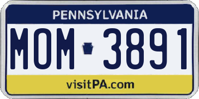 PA license plate MOM3891