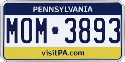PA license plate MOM3893