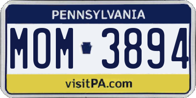 PA license plate MOM3894