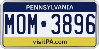 PA license plate MOM3896
