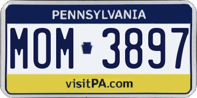 PA license plate MOM3897
