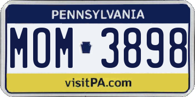 PA license plate MOM3898