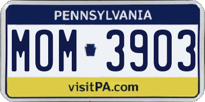 PA license plate MOM3903
