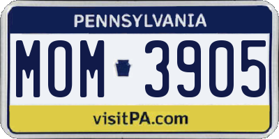 PA license plate MOM3905