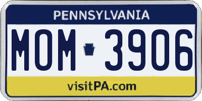 PA license plate MOM3906