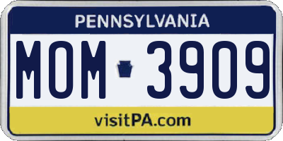 PA license plate MOM3909