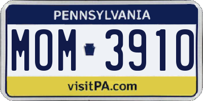 PA license plate MOM3910