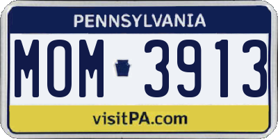 PA license plate MOM3913