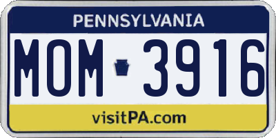 PA license plate MOM3916