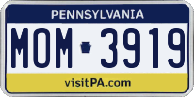 PA license plate MOM3919