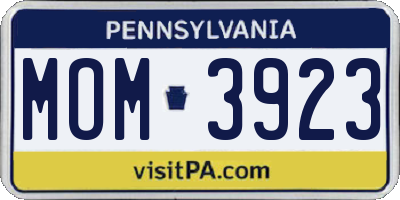 PA license plate MOM3923