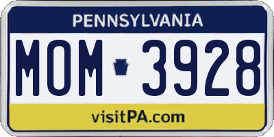 PA license plate MOM3928