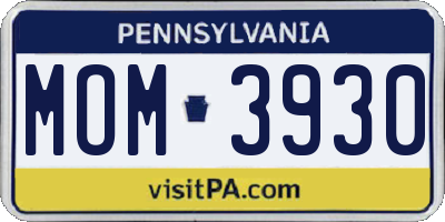 PA license plate MOM3930
