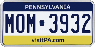 PA license plate MOM3932