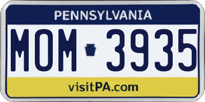 PA license plate MOM3935