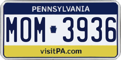 PA license plate MOM3936