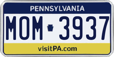 PA license plate MOM3937