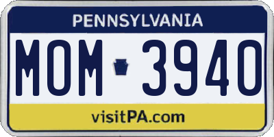 PA license plate MOM3940
